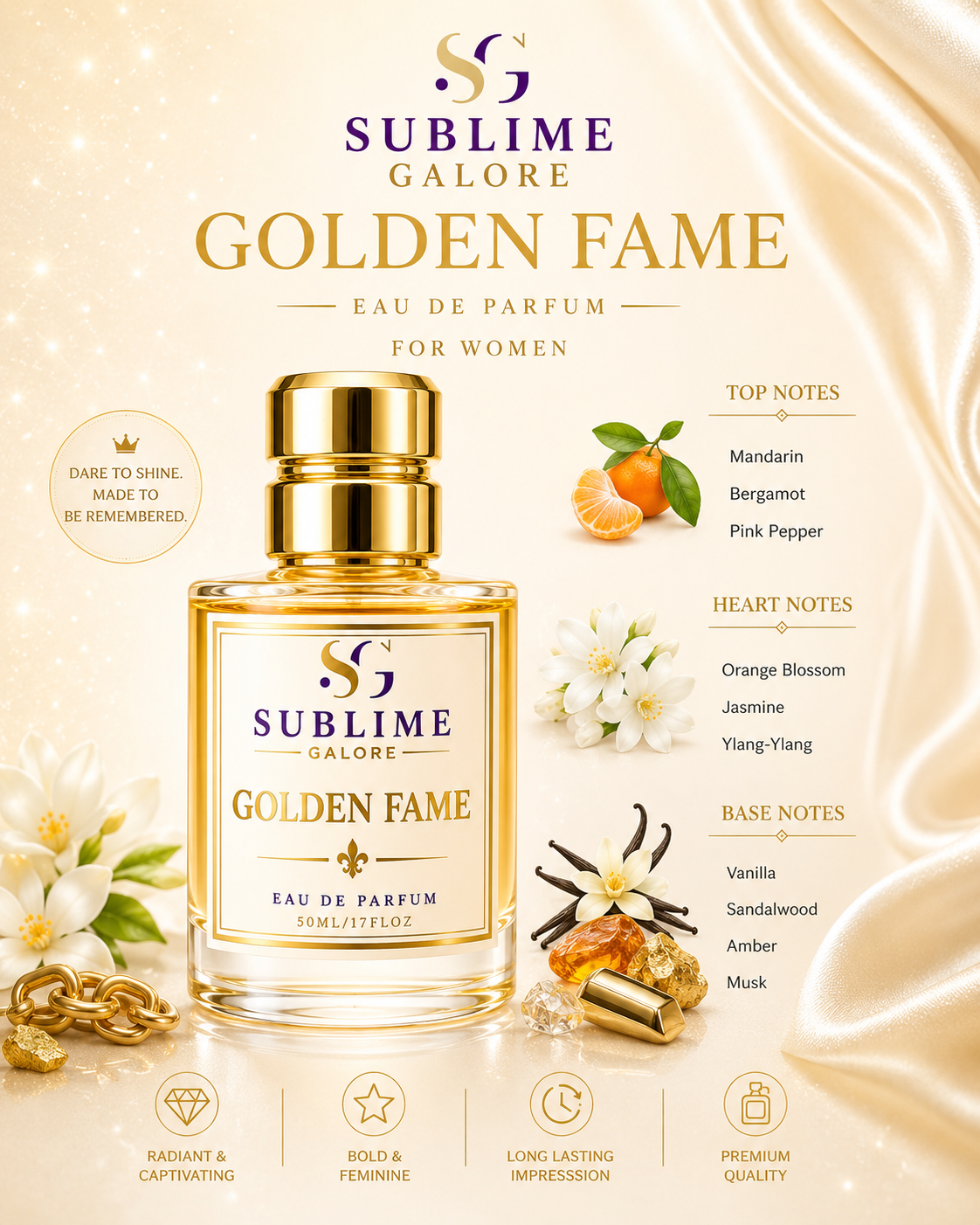 Sublime Galore Golden Fame Inspired by Million Gold For Her by Rabanne - Image 3