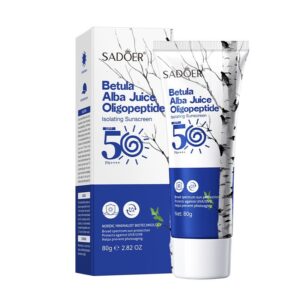 SADOER Betula Alba Juice Oligopeptide Sunscreen SPF 50 PA+++ (80g)  Lightweight Daily Sun Protection | Hydrating | Non-Greasy Finish