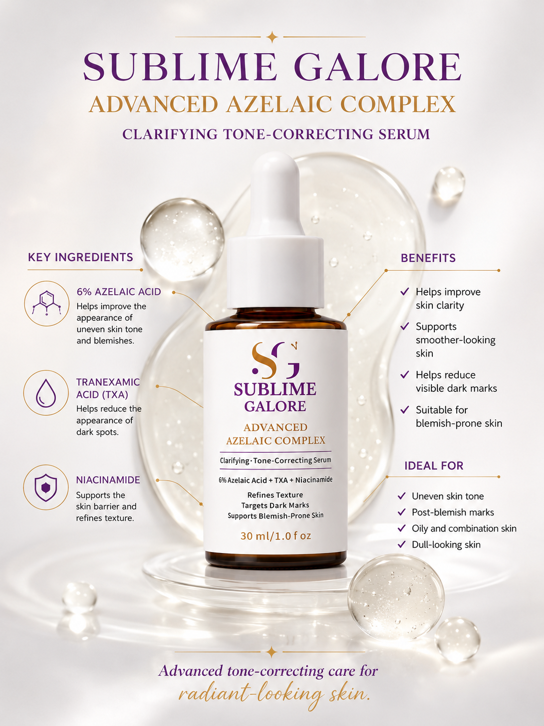 Sublime Galore Advanced Azelaic Complex Clarifying Tone-Correcting Serum - Image 5