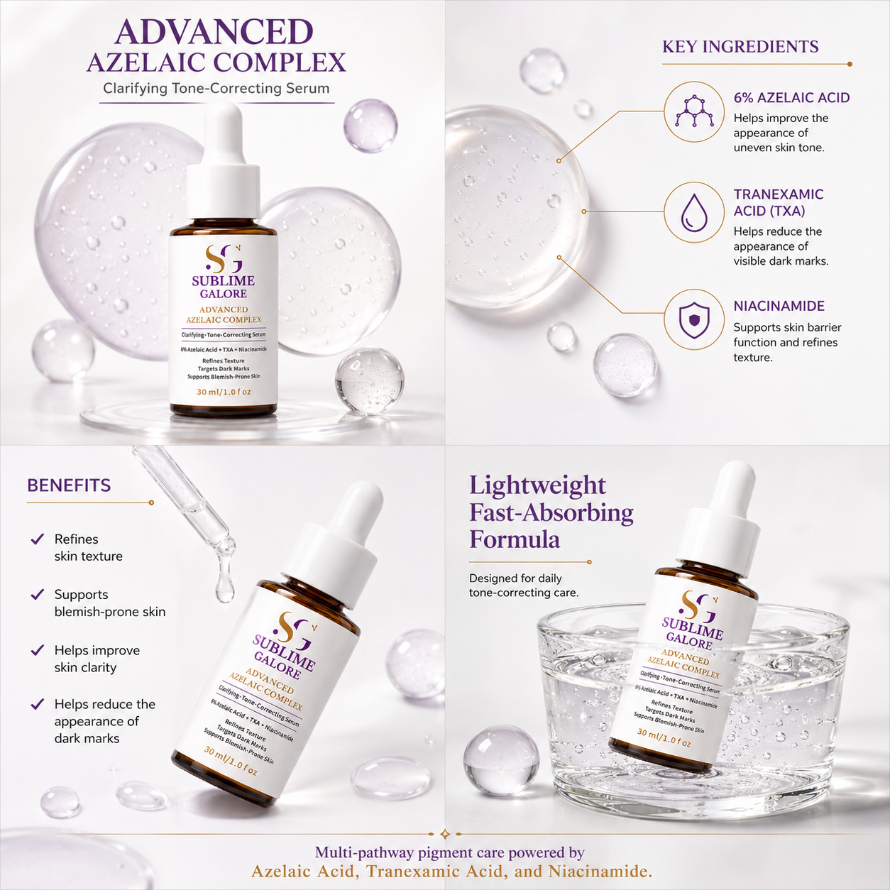 Sublime Galore Advanced Azelaic Complex Clarifying Tone-Correcting Serum - Image 2