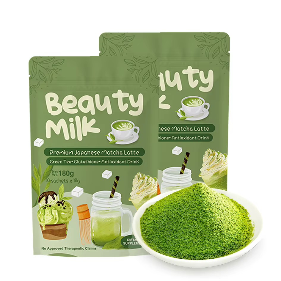 Beauty Milk Matcha Glutathione Antioxidant Drink – Japanese Matcha Latte, 10 Sachets, 180g - Image 2