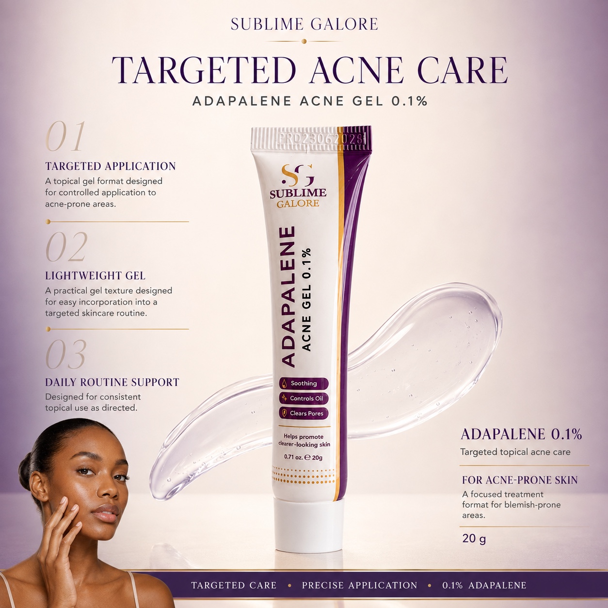 Sublime Galore Adapalene Gel 0.1% – Acne Gel for Acne-Prone Skin 20g - Image 7