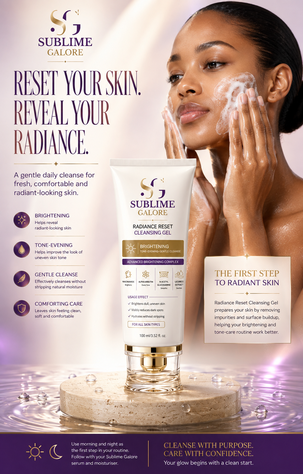 Radiance Reset Brightening Face Cleanser 100ml | Sublime Galore - Image 2