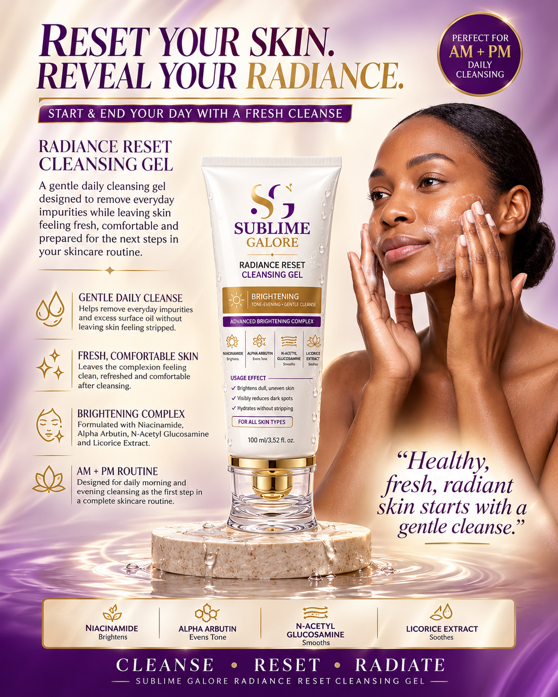 Radiance Reset Brightening Face Cleanser 100ml | Sublime Galore - Image 4