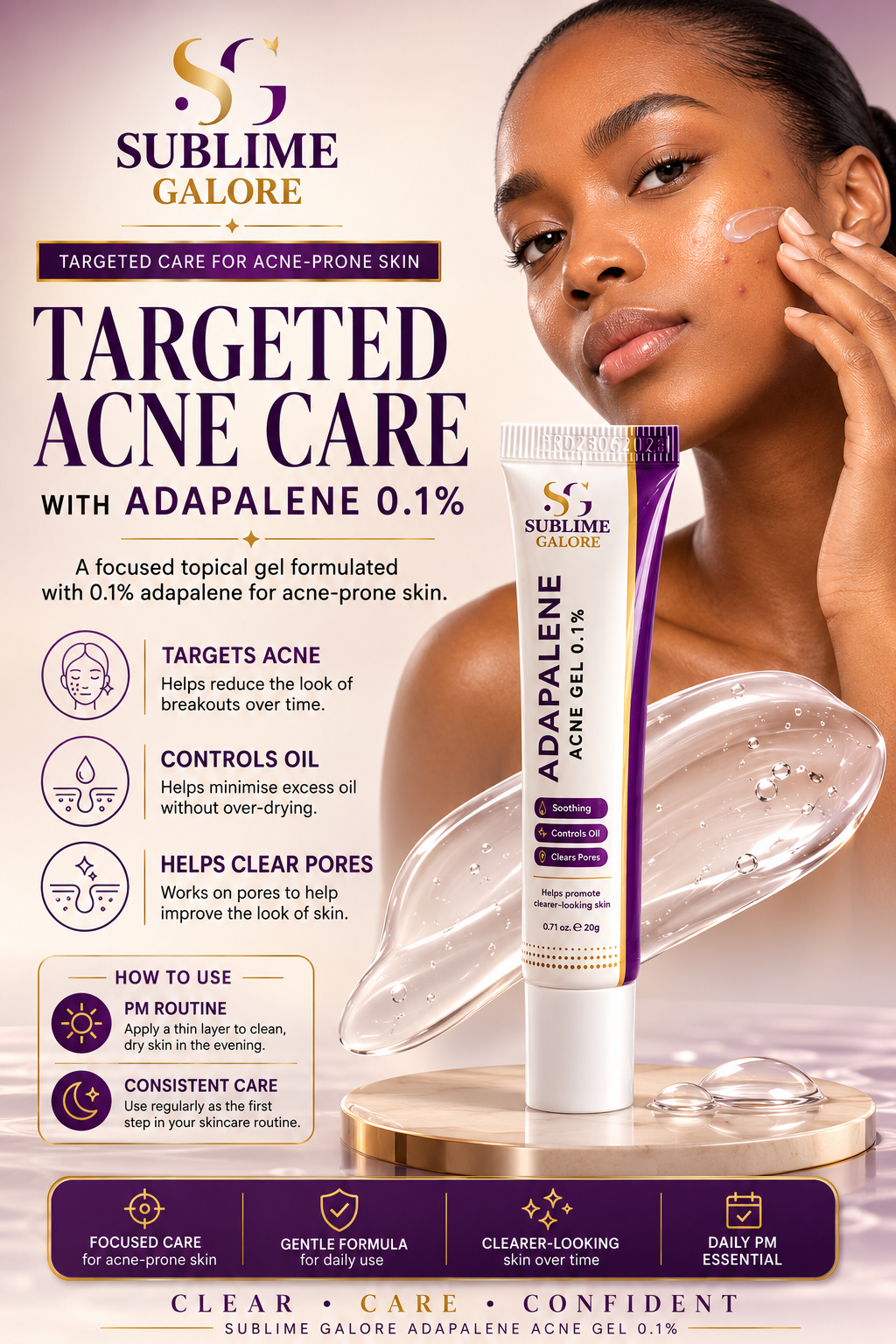 Sublime Galore Adapalene Gel 0.1% – Acne Gel for Acne-Prone Skin 20g - Image 5