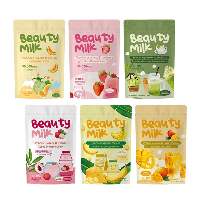 Beauty Milk Glutathione Drink 50,000mg – Japanese Strawberry - 10 Sachets, 180g - Image 7