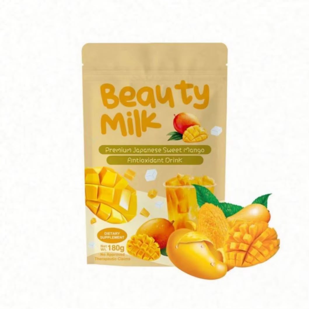 Beauty Milk Premium Japanese Sweet Mango Antioxidant Drink – 10 Sachets, 180g - Image 2